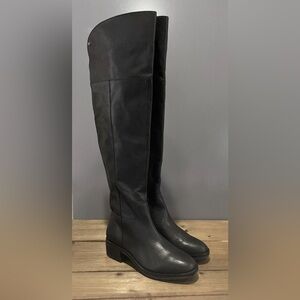 Vince Camuto Women's Jorshie Over the Knee Boots Size 6.5 M Black Leather Block